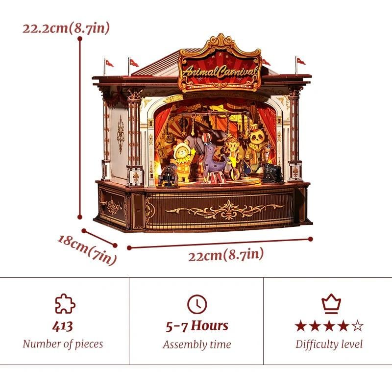 BOOK NOOK KIT - DIY - Carnaval des animaux - 413pc + Eclairage LED