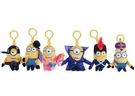 MINIONS - Keychain Plushies 14 cm - New Movie Costume - Pack de 6