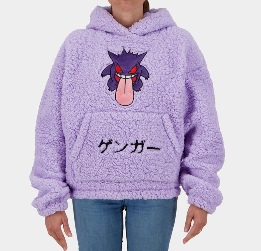 POKEMON - Ectoplasme - Pull à Capuche Teddy pour Femme (XS)