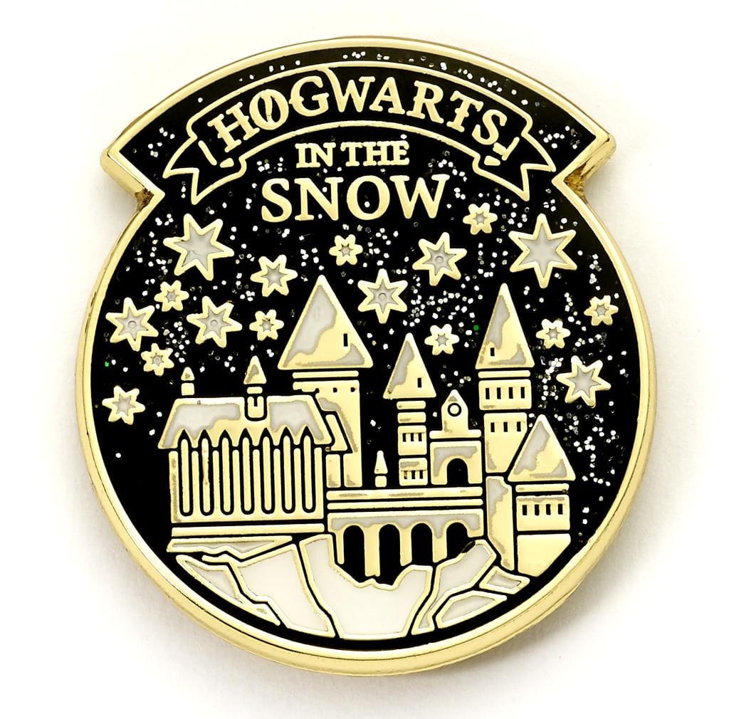 HARRY POTTER - Poudlard sous la Neige - Carte de Voeux avec Pin's