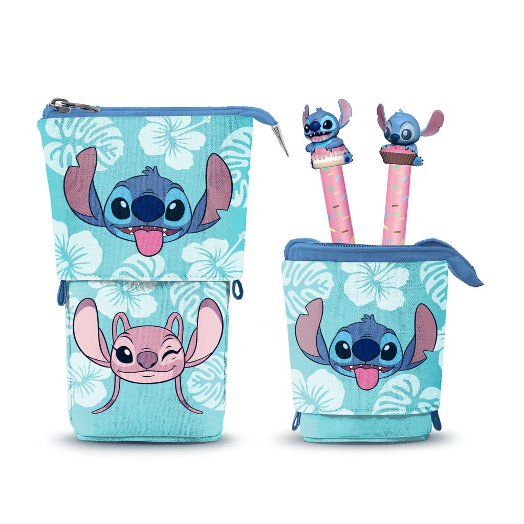 STITCH & ANGEL - Trousse Verticale "Cute" + 2 Stylos Gel