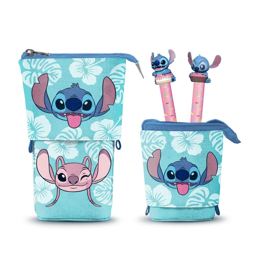 STITCH & ANGEL - Trousse Verticale "Cute" + 2 Stylos Gel