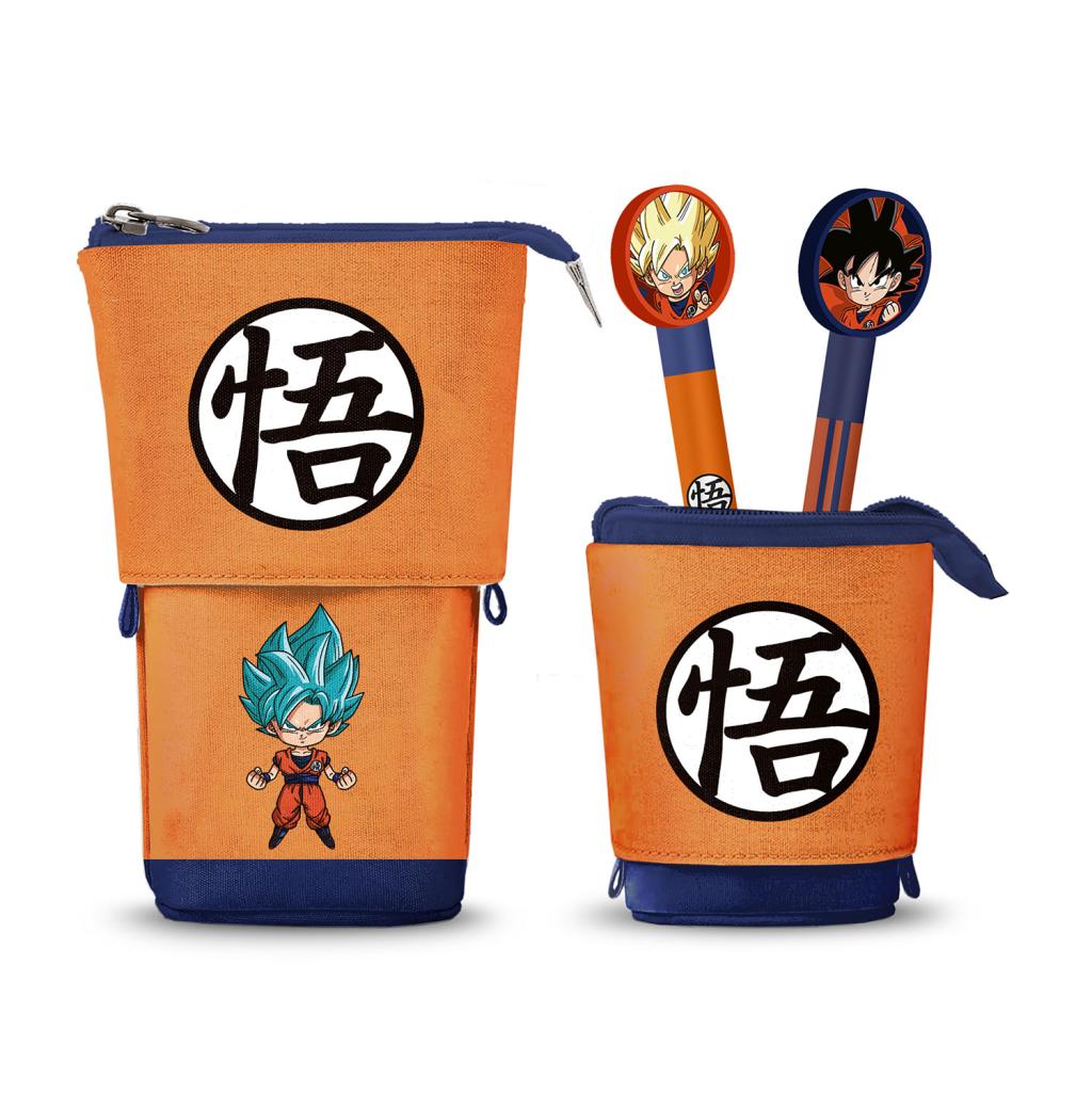 DRAGON BALL SUPER - Trousse Verticale "Cute" + 2 Stylos Gel