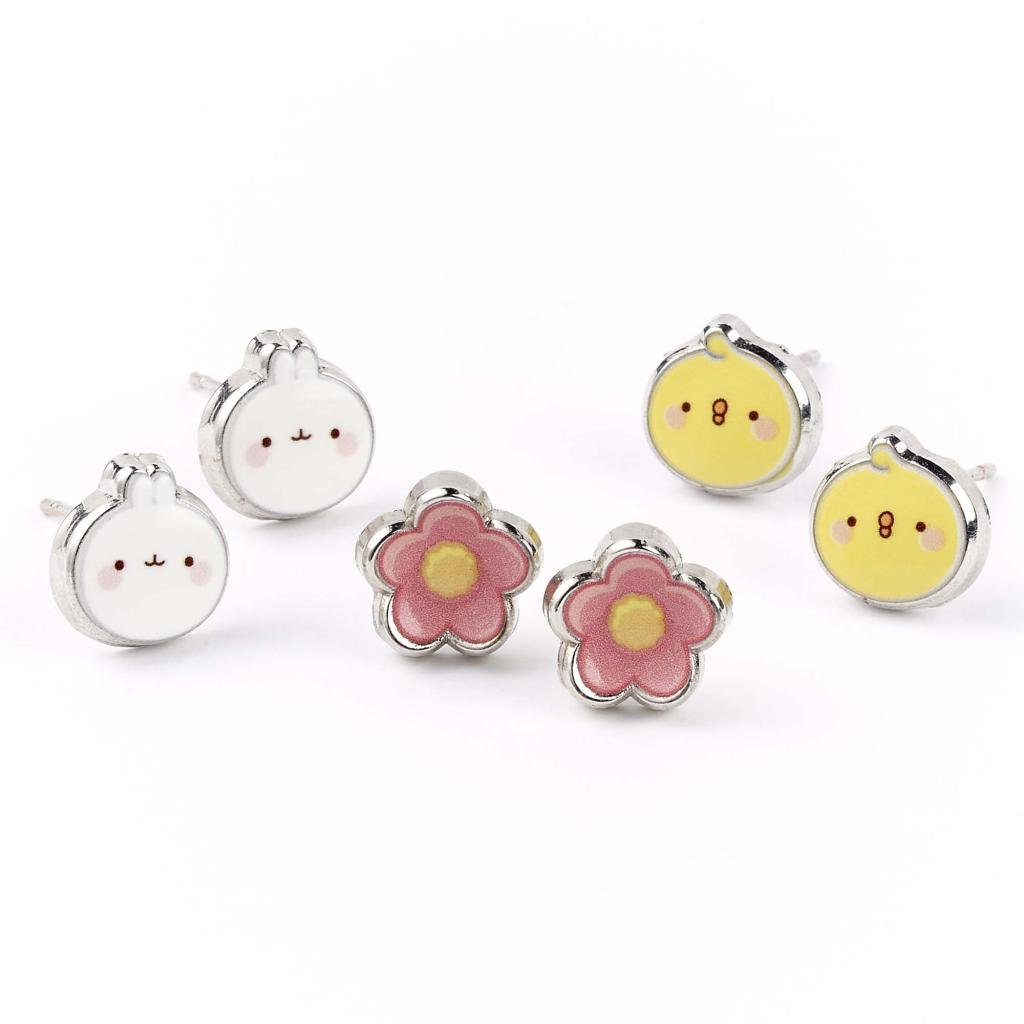 MOLANG & Piu Piu - Set de 3 Pairs de Clous d'Oreilles