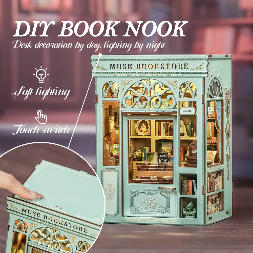 BOOK NOOK KIT - DIY- Librairie Muse - 201pc + LED Light
