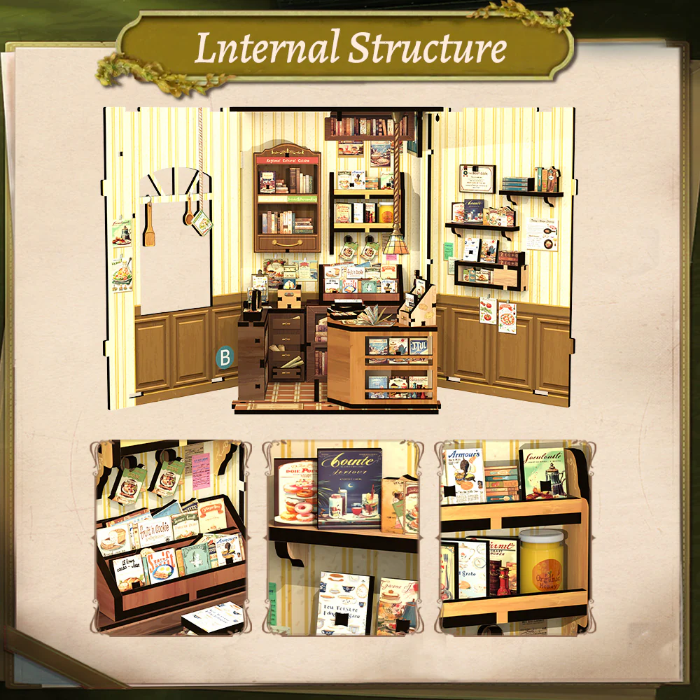 BOOK NOOK KIT - DIY- Librairie Culinaire - 156pc + Eclairage LED