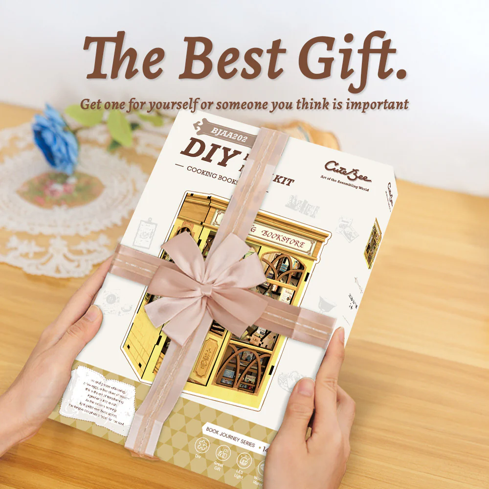 BOOK NOOK KIT - DIY- Librairie Culinaire - 156pc + Eclairage LED