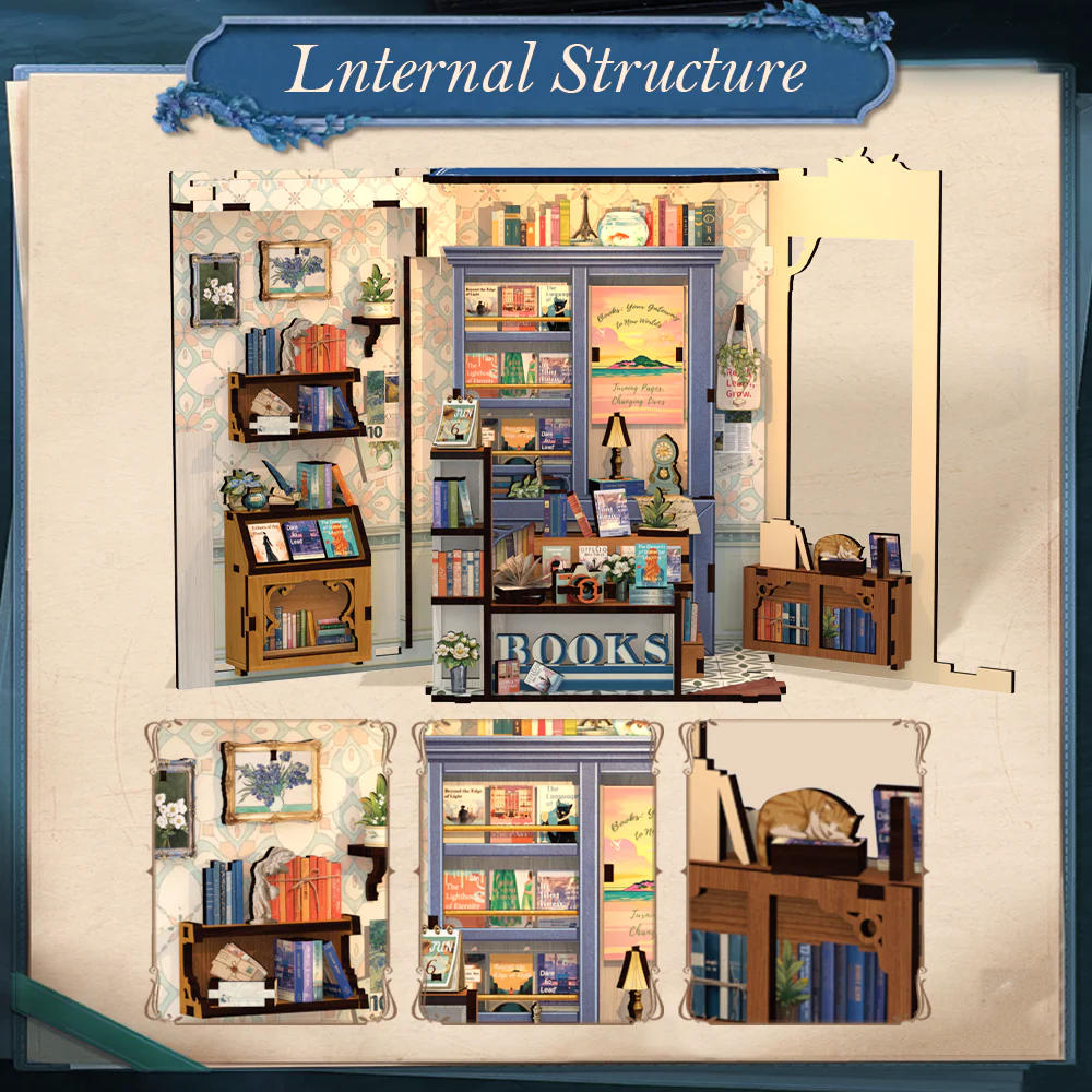 BOOK NOOK KIT - DIY- Librairie Littéraire - 186pc + Eclairage LED