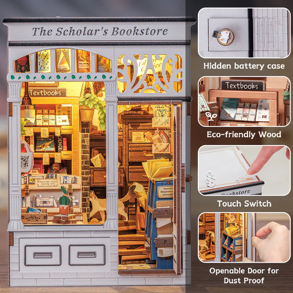 BOOK NOOK KIT - DIY- Librairie Scolaire - 168pc + Eclairage LED