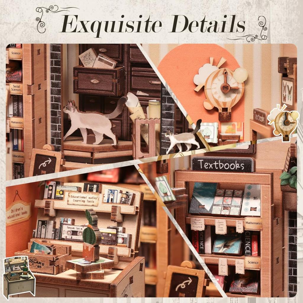 BOOK NOOK KIT - DIY- Librairie Scolaire - 168pc + Eclairage LED