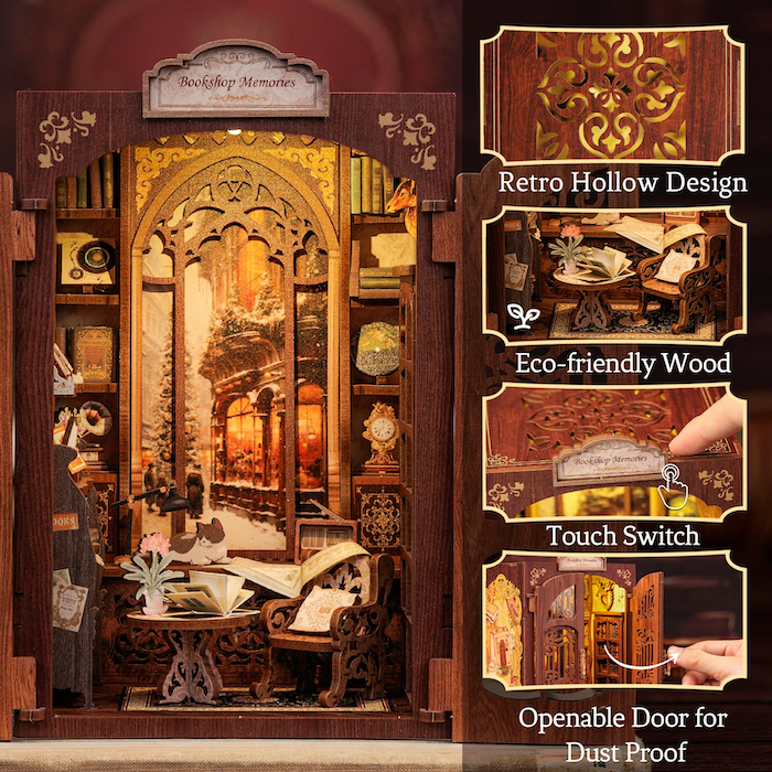 BOOK NOOK KIT - DIY - Librairie des Mémoires - 127pc + Eclairage LED