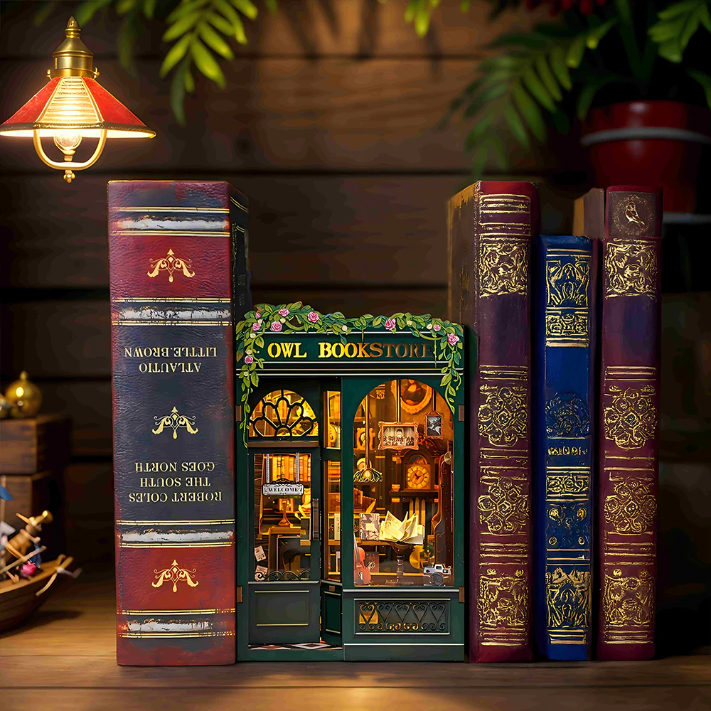 BOOK NOOK KIT - DIY - Librairie du Hibou - 139pc + Eclairage LED