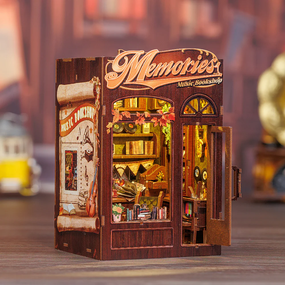 BOOK NOOK KIT - DIY- Libraire Musicale Memories - 136pc +Eclairage LED