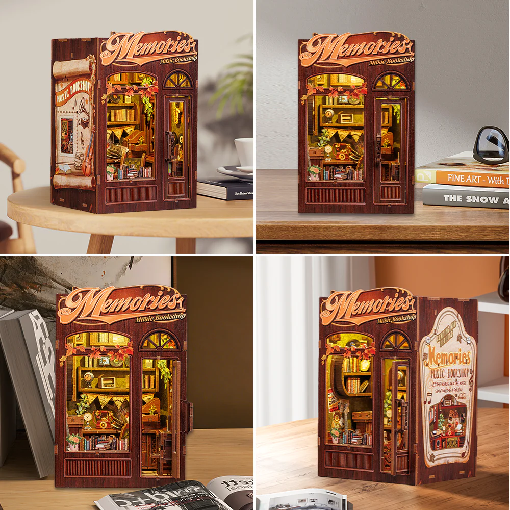 BOOK NOOK KIT - DIY- Libraire Musicale Memories - 136pc +Eclairage LED