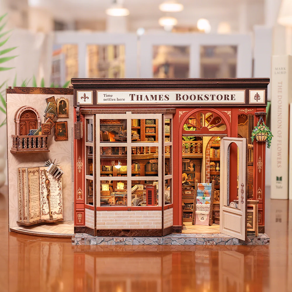 MINIATURE HOUSE - DIY- Librairie Thames - 343pc+Eclairage LED