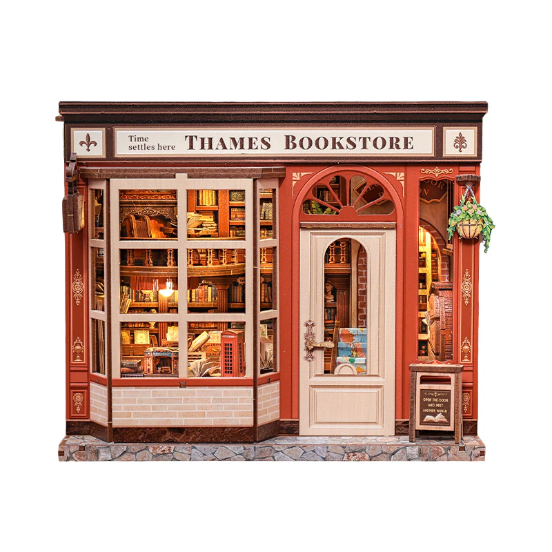 MINIATURE HOUSE - DIY- Librairie Thames - 343pc+Eclairage LED