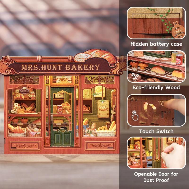 MINIATURE HOUSE - DIY - Boulangerie de Mrs. Hunt - 216pc+Eclairage LED