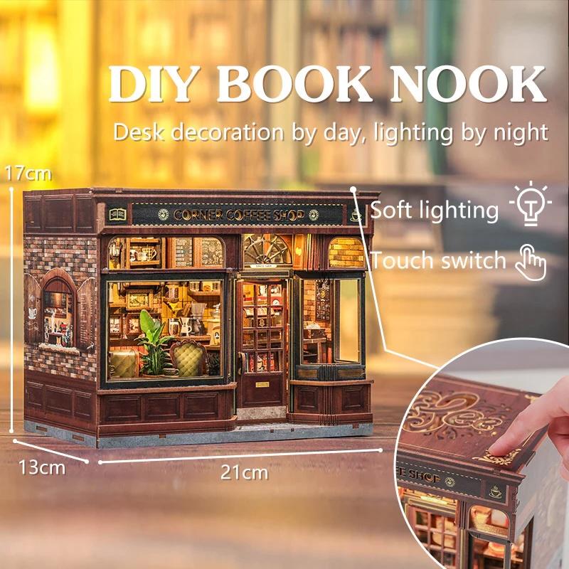 MINIATURE HOUSE - DIY- Corner Coffee Shop - 294pc+Eclairage LED
