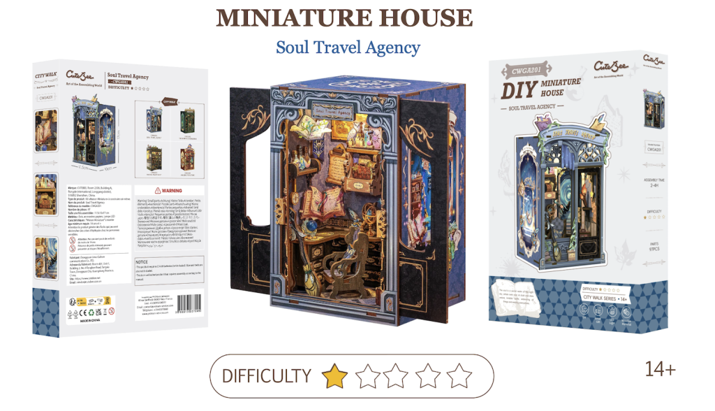 MINIATURE HOUSE - DIY -Agence de Voyages de l'Âme -97pc +Eclairage LED