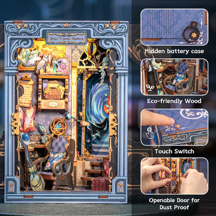 MINIATURE HOUSE - DIY -Agence de Voyages de l'Âme -97pc +Eclairage LED