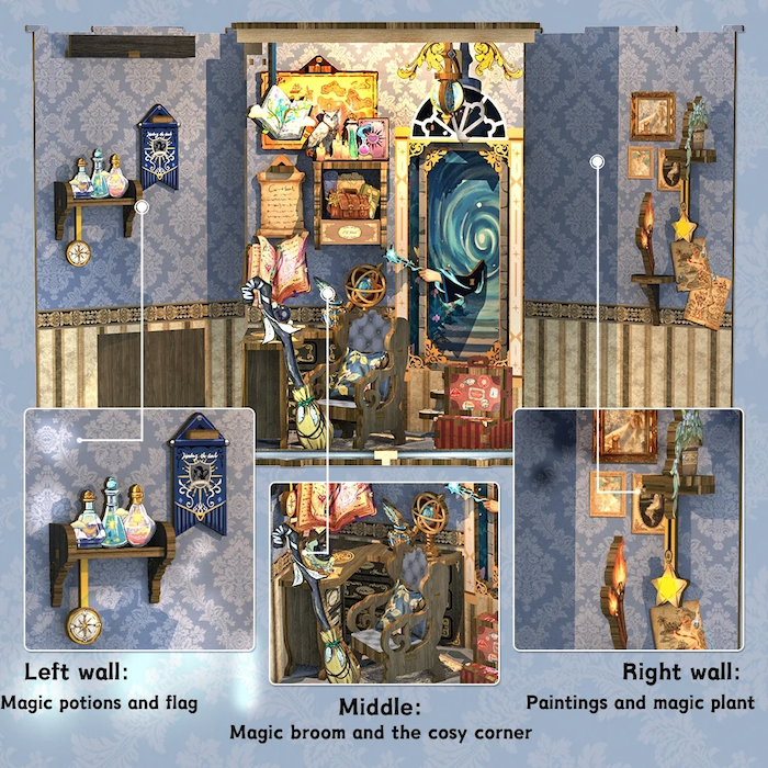 MINIATURE HOUSE - DIY -Agence de Voyages de l'Âme -97pc +Eclairage LED