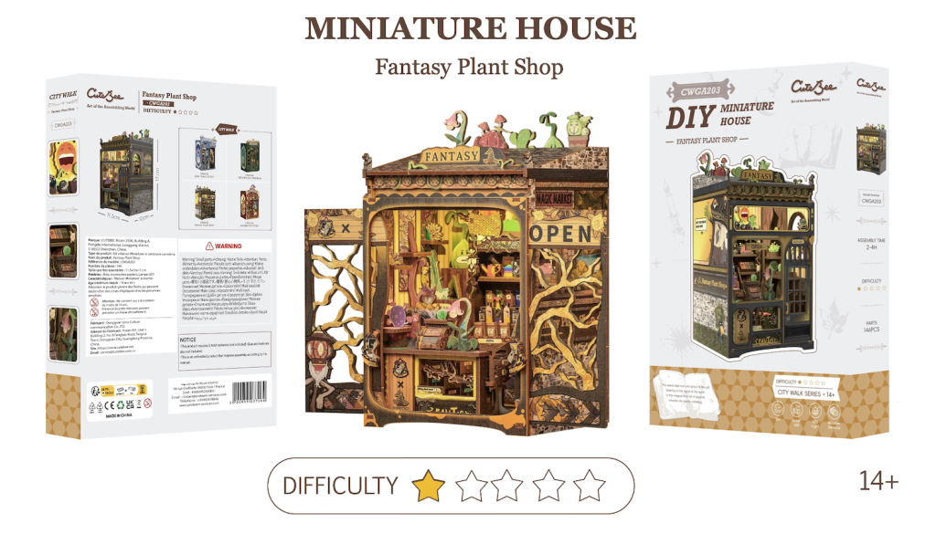 MINIATURE HOUSE -DIY-Magasin de Plantes Féériques -146pc+Eclairage LED
