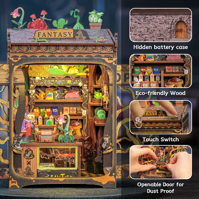 MINIATURE HOUSE -DIY-Magasin de Plantes Féériques -146pc+Eclairage LED