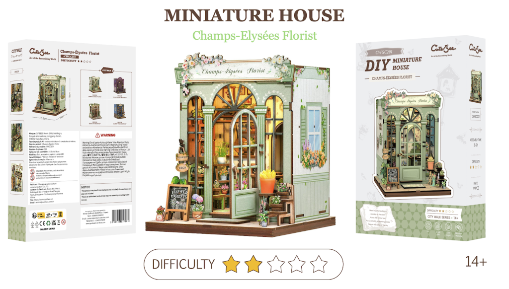 MINIATURE HOUSE - DIY -Fleuriste Champs-Elysées -199pc + Eclairage LED