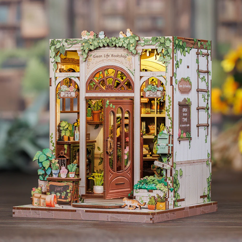 MINIATURE HOUSE - DIY - Librairie Vie Verte - 196pc + Eclairage LED