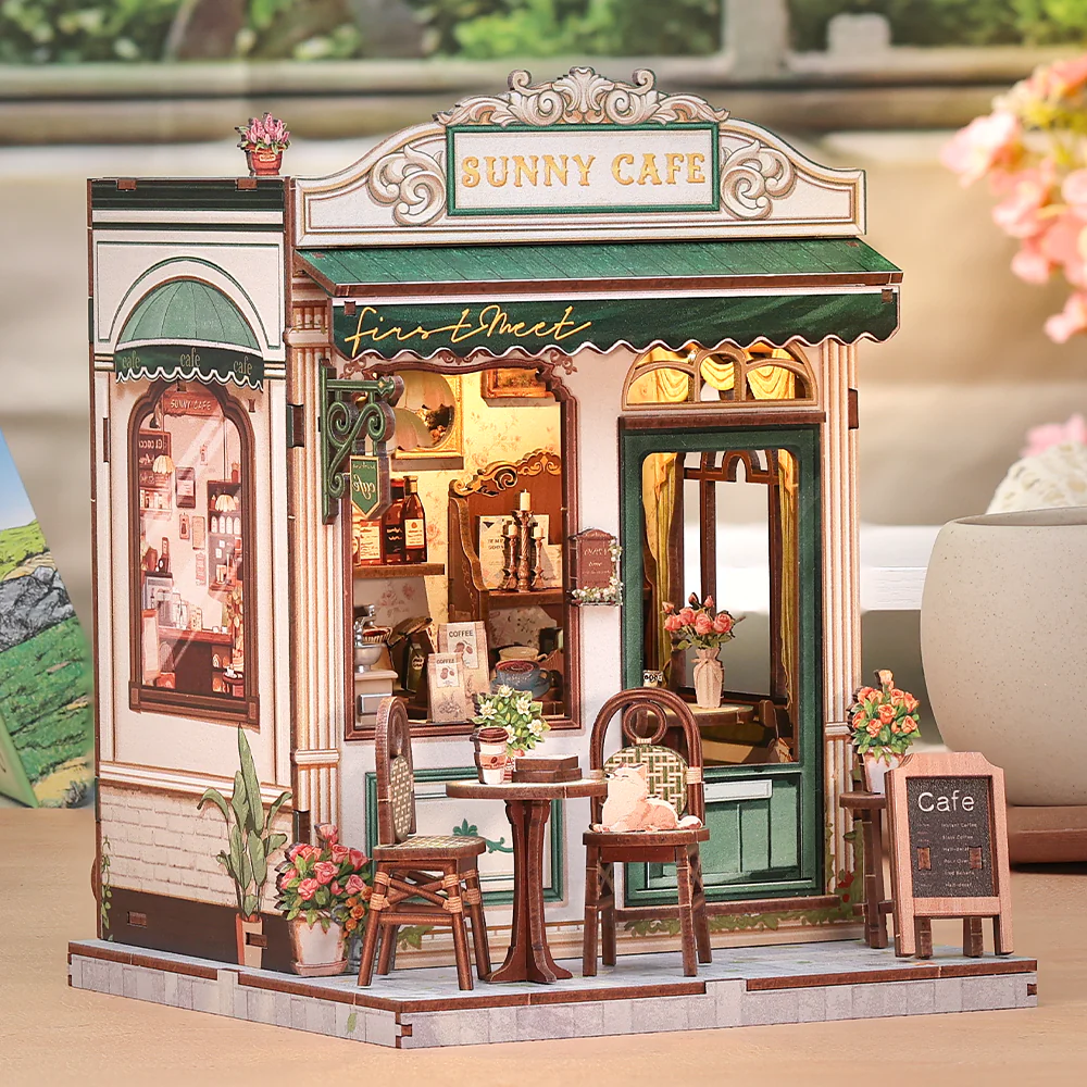 MINIATURE HOUSE - DIY- Café Sunny - 233pc + Eclairage LED