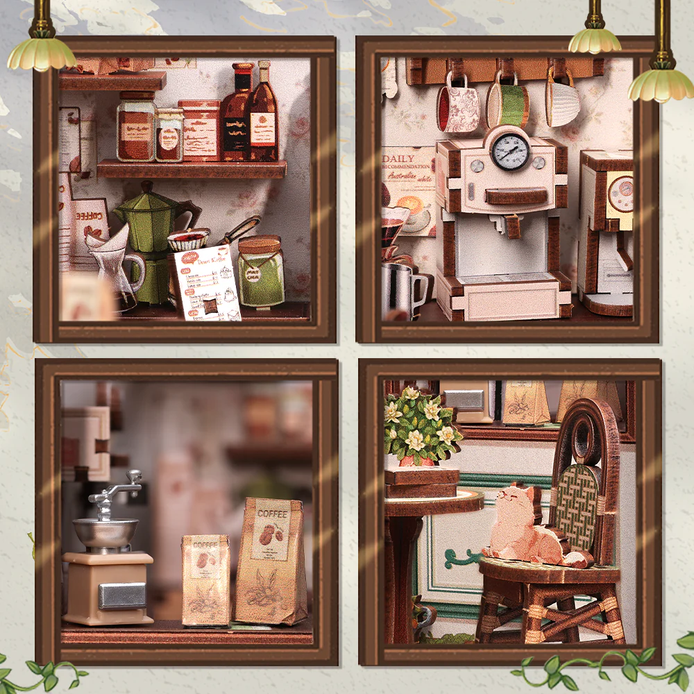 MINIATURE HOUSE - DIY- Café Sunny - 233pc + Eclairage LED