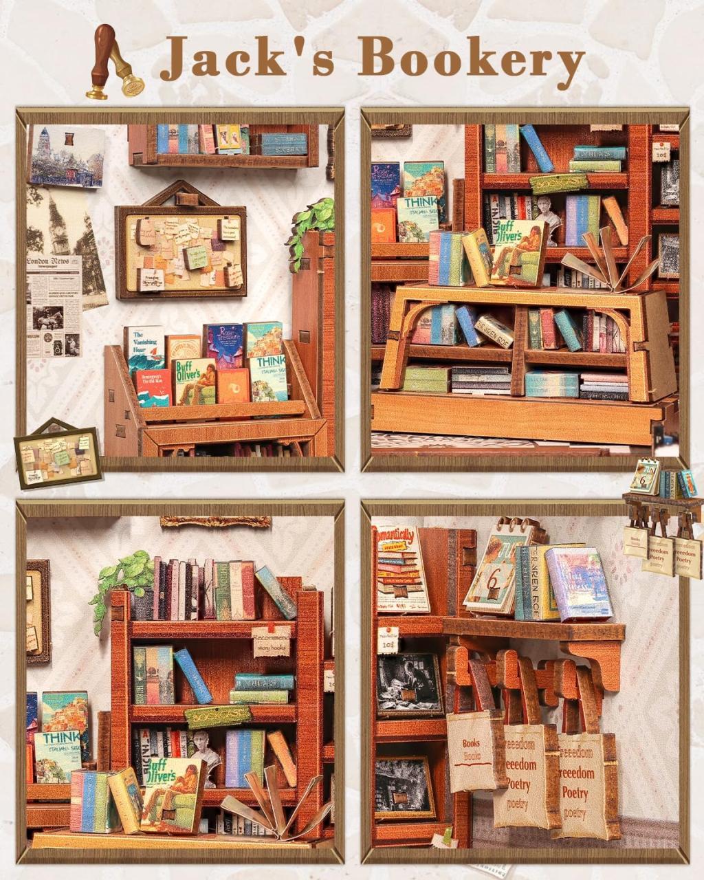 MINIATURE HOUSE - DIY- La Librairie de Jack - 330pc + Eclairage LED