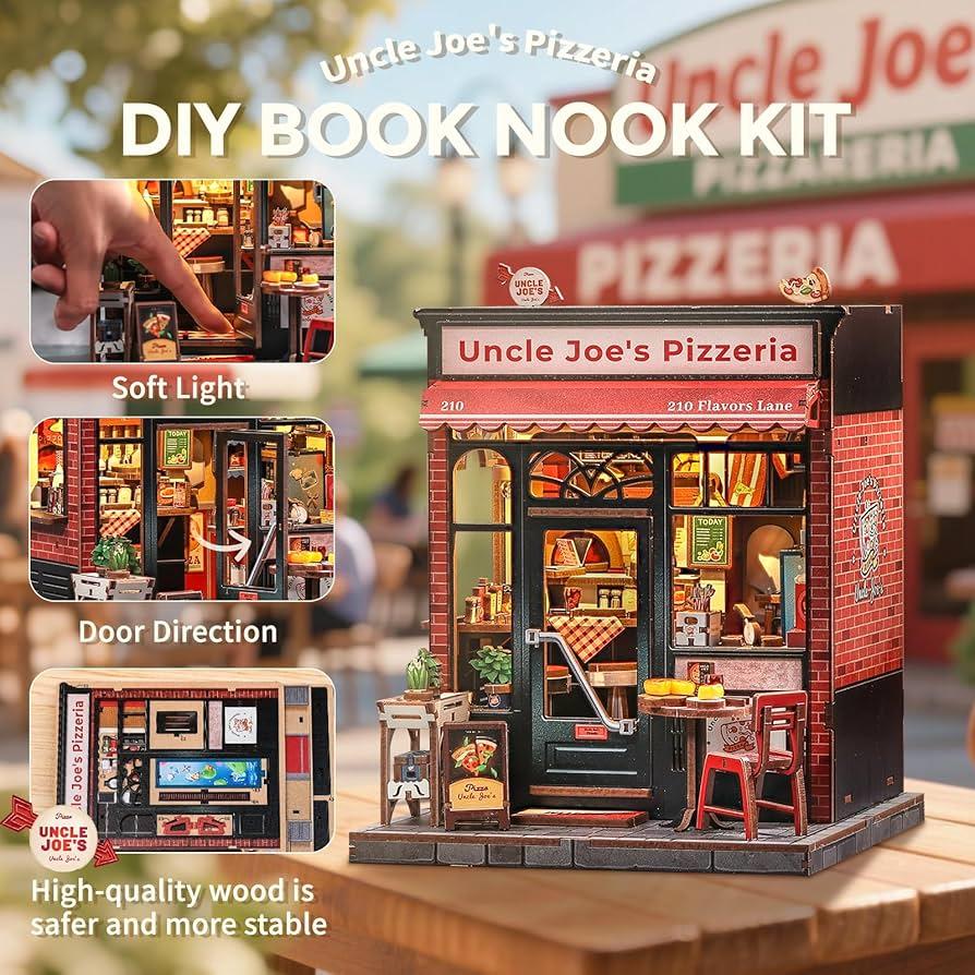MINIATURE HOUSE - DIY- Pizzeria d'Oncle Joe - 236pc + Eclairage LED