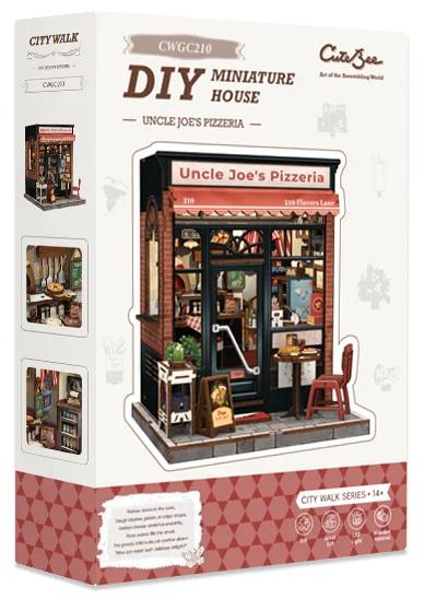 MINIATURE HOUSE - DIY- Pizzeria d'Oncle Joe - 236pc + Eclairage LED