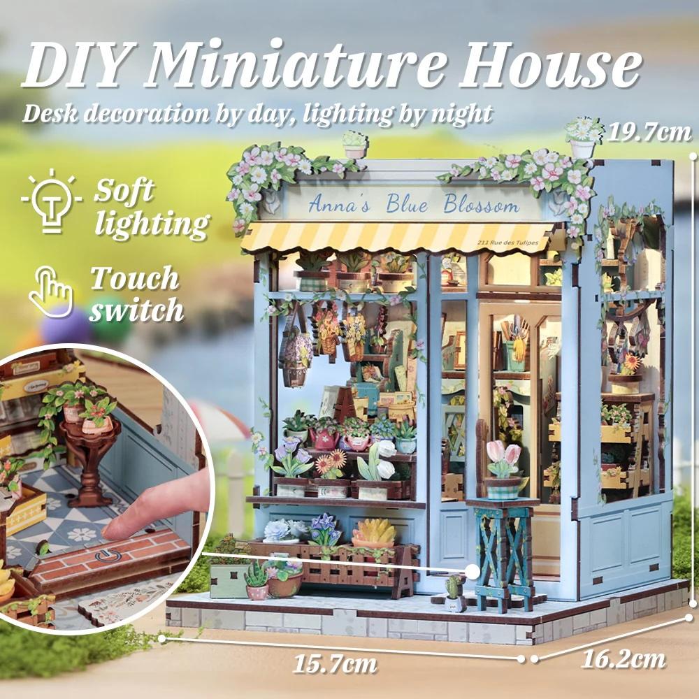 MINIATURE HOUSE - DIY- La Fleur Bleue d'Anna - 255pc + Eclairage LED