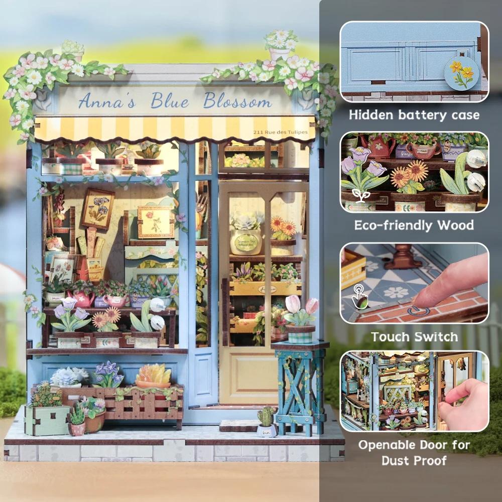 MINIATURE HOUSE - DIY- La Fleur Bleue d'Anna - 255pc + Eclairage LED