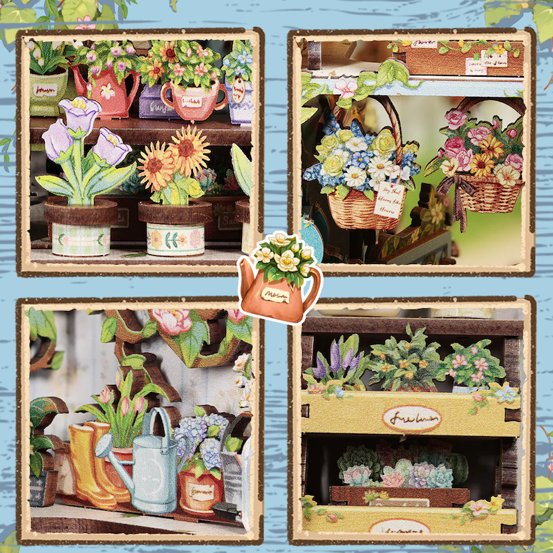 MINIATURE HOUSE - DIY- La Fleur Bleue d'Anna - 255pc + Eclairage LED