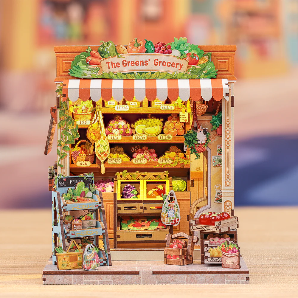 MINIATURE HOUSE - DIY- L'Epicerie Verte - 301pc + Eclairage LED