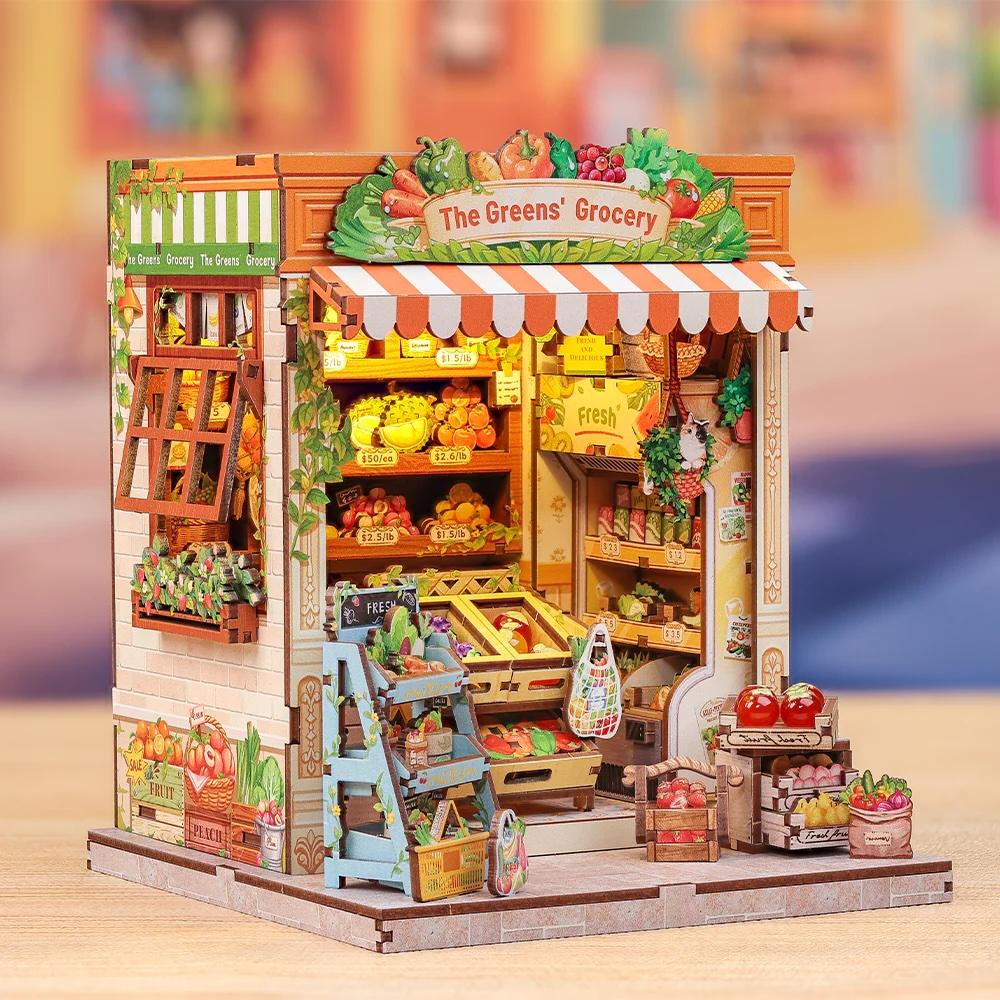 MINIATURE HOUSE - DIY- L'Epicerie Verte - 301pc + Eclairage LED