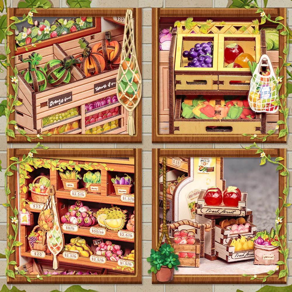 MINIATURE HOUSE - DIY- L'Epicerie Verte - 301pc + Eclairage LED