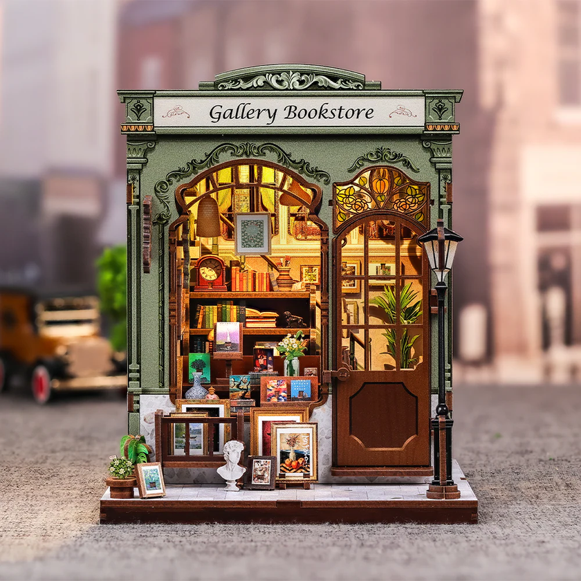 MINIATURE HOUSE - DIY- Galerie Librairie - 246pc + Eclairage LED