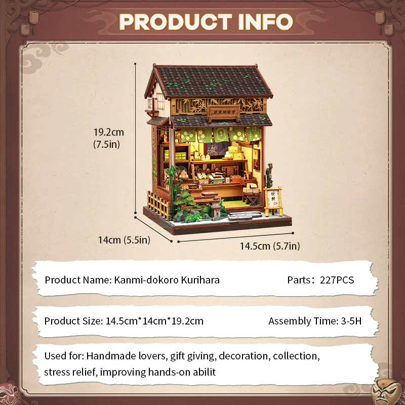 MINIATURE HOUSE - DIY- Kanmi-Dokoro Kurihara - 227pc + Eclairage LED