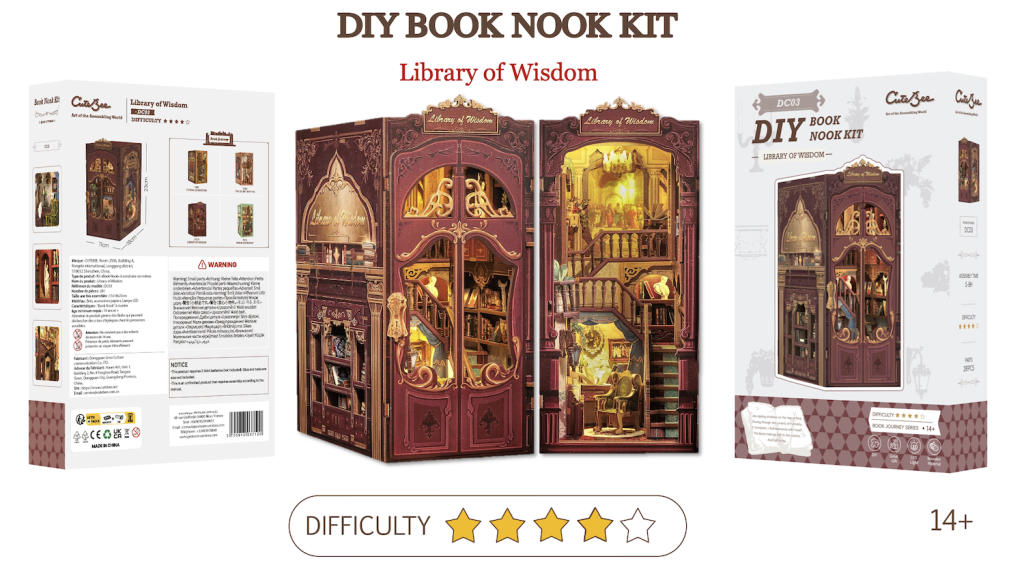 BOOK NOOK KIT - DIY - Librairie de la Sagesse - 281pc + Eclairage LED