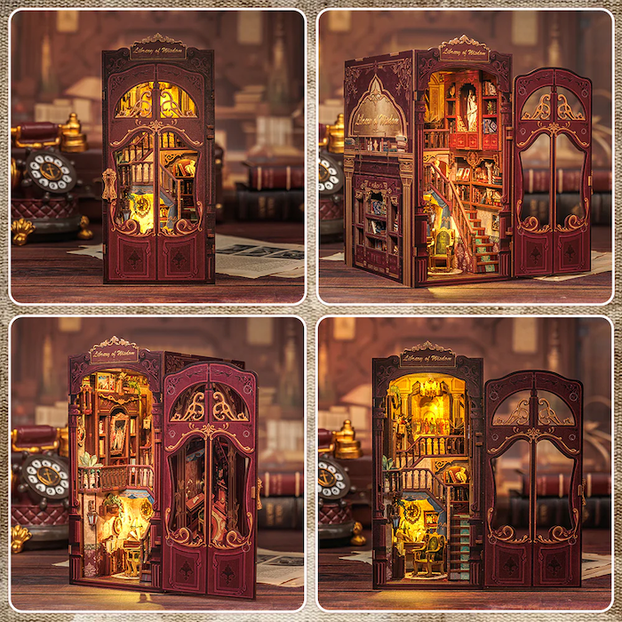 BOOK NOOK KIT - DIY - Librairie de la Sagesse - 281pc + Eclairage LED