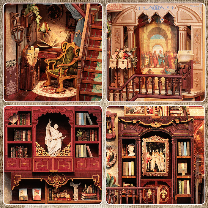 BOOK NOOK KIT - DIY - Librairie de la Sagesse - 281pc + Eclairage LED