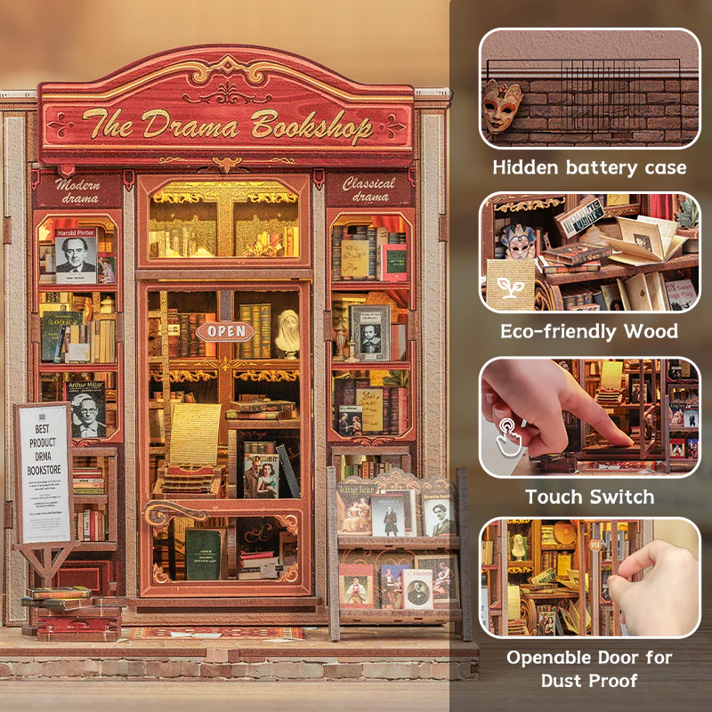MINIATURE HOUSE - DIY - La Librairie Drama - 253pc + Eclairage LED