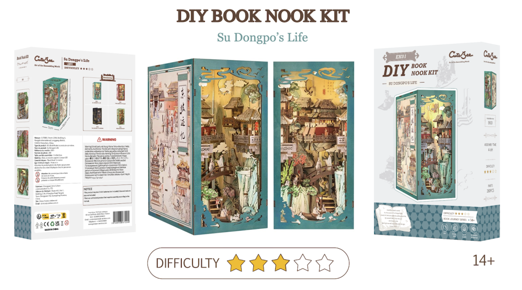 BOOK NOOK KIT - DIY - La Vie de Su Dongpo - 280pc + Eclairage LED