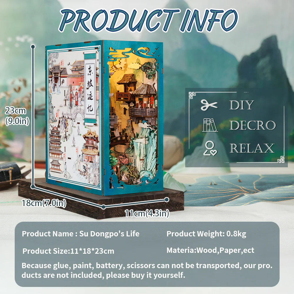 BOOK NOOK KIT - DIY - La Vie de Su Dongpo - 280pc + Eclairage LED