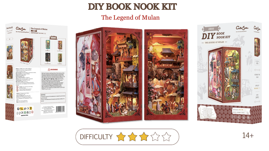 BOOK NOOK KIT - DIY - La Légende de Mulan - 298pc + Eclairage LED