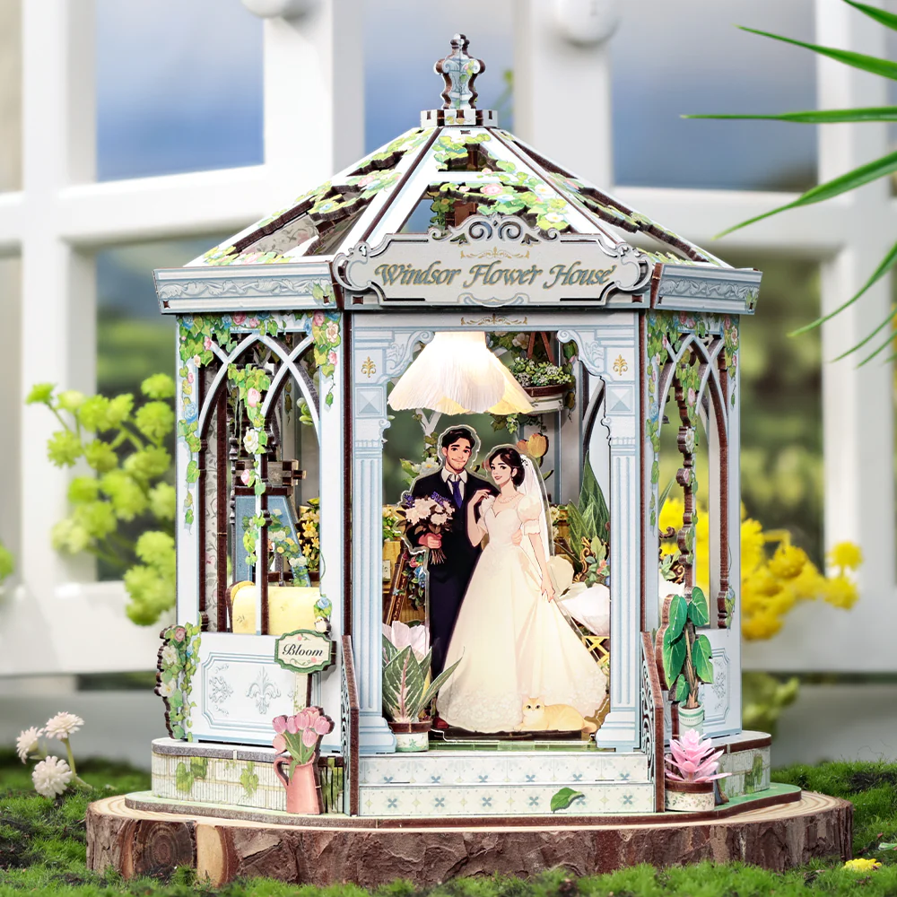 MINIATURE HOUSE - DIY- Maison des Fleurs Windsor - 235pc+Eclairage LED